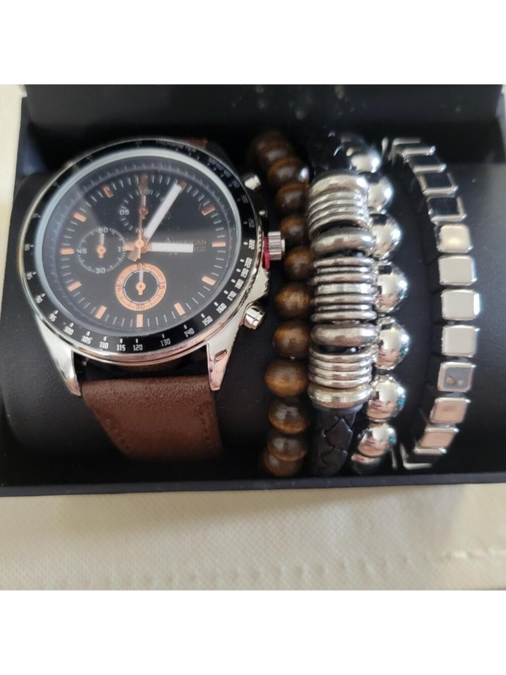 American exchange mens watch set with bracelets